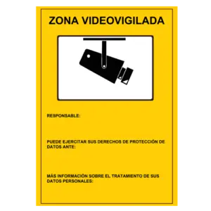 MARCA BLANCA - Cartel de plástico - Serigrafía Zona Videovigilada - Homologado - 297 (Al) x 210 (An) mm - (AC-CARTEL-ES)