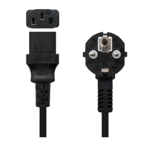 MARCA BLANCA - Cable de alimentación - Conector CEE7 macho - C13 hembra - Conductor AWG18 - 5m - Color negro (AC-EU-C13)