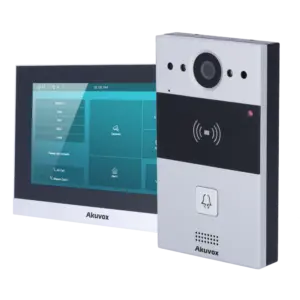 AKUVOX - Kit de videoportero Linux - 2 hilos & WiFi | Placa y monitor - Audio bidireccional (AK-KIT02-2)