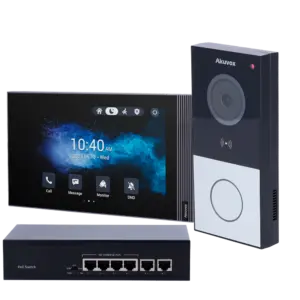 AKUVOX - Kit de videoportero en superficie Linux - IP & WiFi | Placa y monitor - Audio (AK-KIT03-IP)