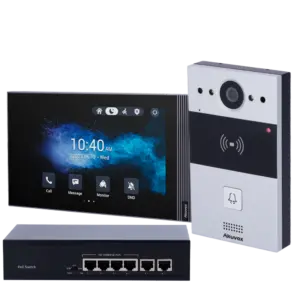 AKUVOX - Kit de videoportero en superficie Linux - IP | Placa y monitor - Audio bidireccional (AK-KIT04-IP)