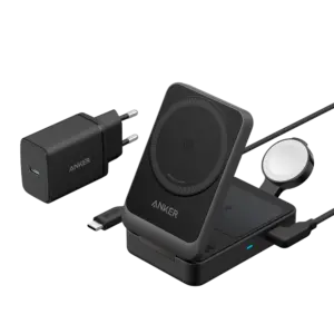 ANKER - Cargador inalámbrico 3 en 1 Anker - Tecnología Magsafe - Carga rápida: iPhone, Airpods, (ANK-2557-3-IN-1-B)