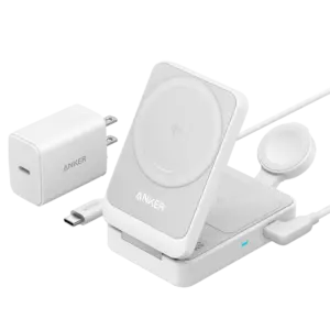 ANKER - Cargador inalámbrico 3 en 1 Anker - Tecnología Magsafe - Carga rápida: iPhone, Airpods, (ANK-2557-3-IN-1-W)