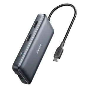 ANKER - Hub USB-C 8 en 1 de Anker - 2xUSB-A 3.0, USB-C - 2xHDMI, Ethernet - Lector de tarjetas (ANK-POWEREXPAND-8-IN-1-G)