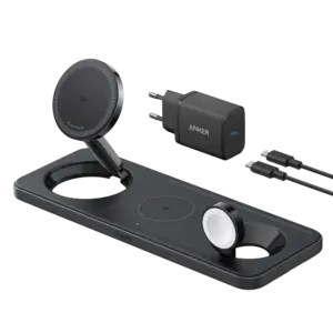 ANKER - Cargador inalámbrico 3 en 1 Anker - Tecnología MagGo - Carga rápida: iPhone, Airpods, Apple (ANK-PWCHARGER-3-IN-1-