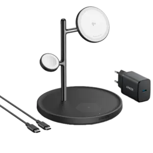 ANKER - Cargador inalámbrico 3 en 1 Anker - Tecnología MagGo - Carga rápida: iPhone, Airpods, Apple (ANK-SWCHARGER-3-IN-1-