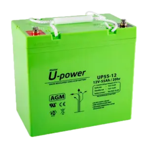 UPOWER - Upower - Batería recargable - Tecnología plomo ácido AGM - Voltaje 12 V - Capacidad 55 Ah - (BATT-1255-U)