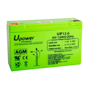 UPOWER - Upower - Batería recargable - Tecnología plomo ácido AGM - Voltaje 6 V - Capacidad 12.0 Ah (BATT-6012-U)