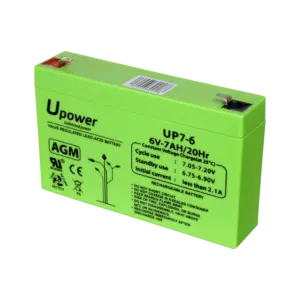 UPOWER - Upower - Batería recargable - Tecnología plomo ácido AGM - Voltaje 6 V - Capacidad 7.0 Ah - (BATT-6070-U)
