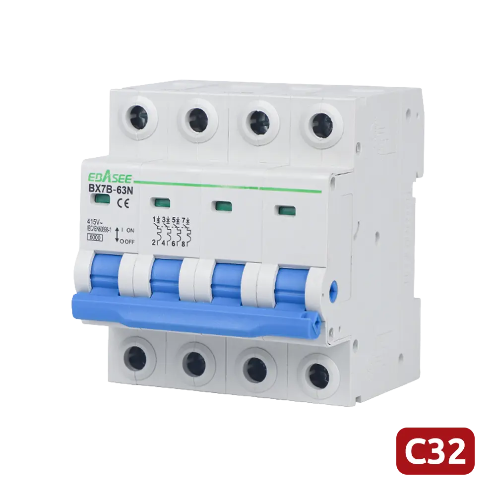 MARCA BLANCA - Interruptor magnetotérmico - Corriente nominal 32A - 4 polos (instalaciones trifásicas) - (BX7B-63N-32A-4P)