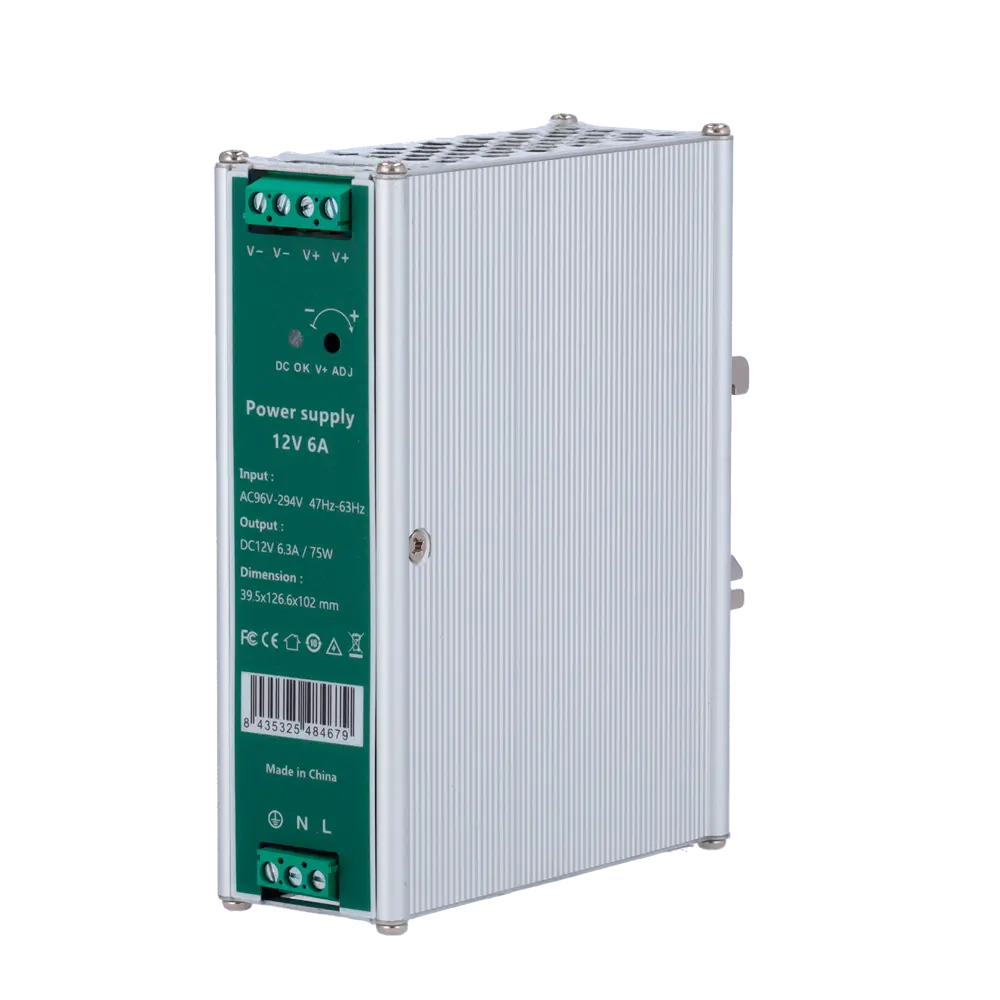 MARCA BLANCA - Fuente de alimentación industrial - Potencia máxima de salida eficiente de 75W - Suministro (DC12V6A-DIN)