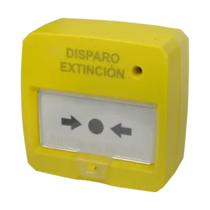 DMTECH - Pulsador rearmable - Especial para panel de extinción - Activación manual - Instalación en (DMT-D9000-MCP-Y)