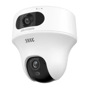HIKVISION - Cámara PT IP gama Value - 2 lentes fijas: Lente 1: 2.8 mm, Lente 2: 4 mm - Resolución 6 Mpx (DS-2CFWQ6-D(2.8+4