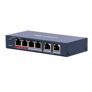 HIKVISION - Switch PoE Hikvision - 4 puertos 10/100 Mbps PoE + 2 Uplink  10/100Mbps - 1 Puerto PoE++ (DS-3E0106HP-E)