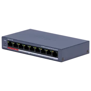 HIKVISION - Switch de sobremesa Hikvision - 8 puertos PoE + 1 puerto Uplink (RJ45) - Velocidad 10/100 (DS-3E0109P-E/M(C))