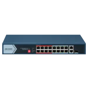 HIKVISION - Switch PoE Hikvision - 16 puertos RJ45 FE + 2 puertos Gigabit RJ45/SFP - 16 Puertos PoE+ (DS-3E0318P-E/M(C))