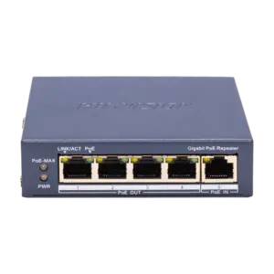 HIKVISION - Hikvision Indoor POE extender Switch - Amplía alcance alimentación POE - 4 puertos PoE Out  (DS-3E0505P-E/R)