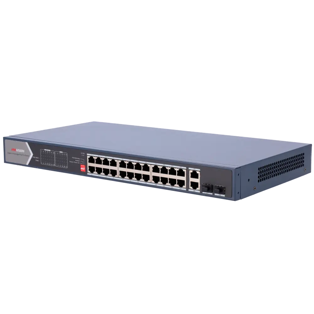 HIKVISION - Switch PoE Hikvision - 24 RJ45 Gigabit + 4 uplink Gigabit RJ45/SFP - 20 PoE+ 802.3af/at + 4 (DS-3E0528HP-E)