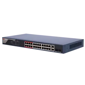 HIKVISION - Hikvision Switch PoE Gestionable - 24 Puertos PoE 802.3af/at + 2 Combos Gigabit - Velocidad (DS-3E1326P-EI(B))