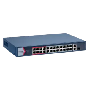 HIKVISION - Hikvision Switch PoE Gestionable - 24 Puertos PoE 10/100 Mbps + 2 Uplinks Gigabit - Un (DS-3E1326P-EI/M)