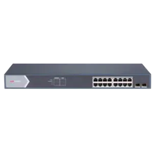 HIKVISION - Hikvision Switch PoE Gestionable - 16 Puertos PoE Gigabit + 2 Uplinks SFP Ópticos - (DS-3E1518P-SI)