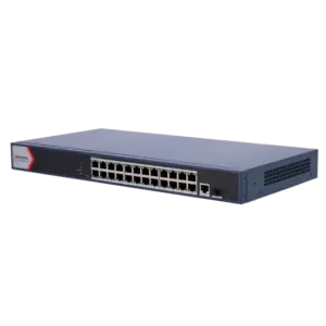 HIKVISION - Hikvision Switch PoE Gestionable - 24 Puertos PoE Gigabit + 2 Uplinks Gigabit - Un puerto (DS-3E1526P-EI/M)