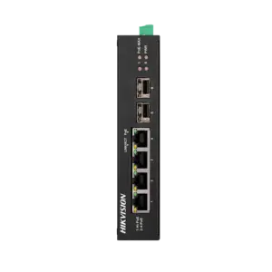 HIKVISION - Switch Industrial PoE Hikvision - 4 puertos RJ45 Gigabit + 2 puertos Gigabit SFP - 3 (DS-3T0506HP-E/HS)