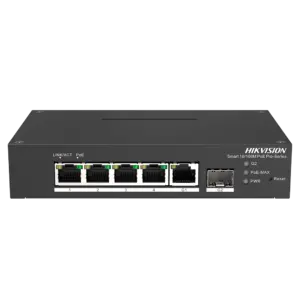 HIKVISION - Hikvision Switch PoE Gestionable - 4 Puertos PoE 802.3af/at + 2 Uplinks - Puertos 10/100 (DS-3T1306P-SI/HS)