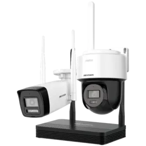 HIKVISION - Kit de Videovigilancia Hikvision Wifi - Cámara bullet 4 Mpx + cámara PT 4 Mpx - NVR 4 (DS-J142I/NKS424W03H)