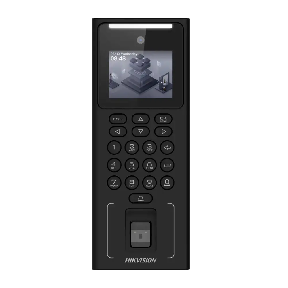 HIKVISION - Control de acceso y presencia - Facial, huella, tarjeta EM y PIN - 500 usuarios | 150.000 (DS-K1T321EFWX)