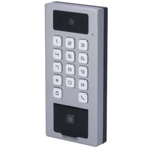 HIKVISION - Control de acceso con cámara PoE IP65 IK09 - Huella, tarjeta MF DESFire, QR y PIN - 10.000 (DS-K1T502DBFWX-CE1