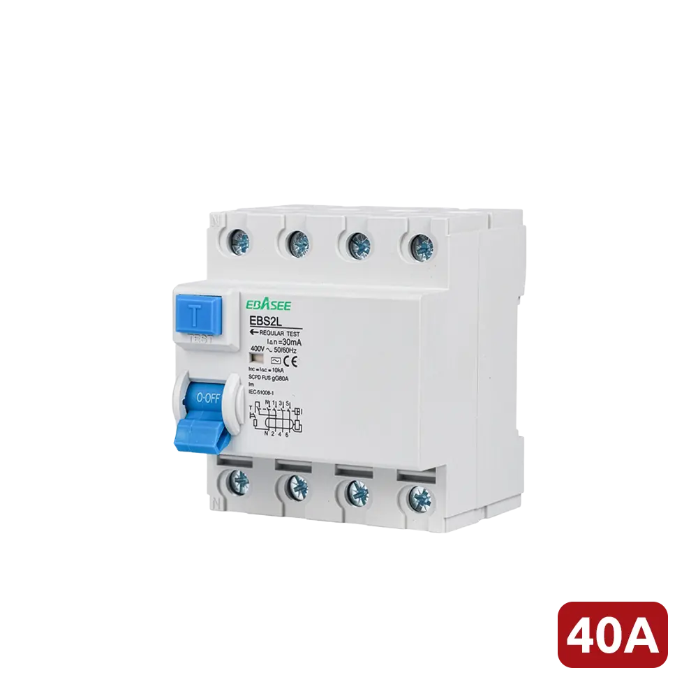 MARCA BLANCA - Interruptor diferencial - Corriente nominal 40A - 4 polos (instalaciones trifásicas) - (EBS2L-40A-4P)