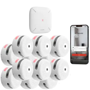 X-SENSE - Kit de detección de incendio autónomo X-Sense - Inlcuye 12 detectores de humo XS01-M y Hub (FS121)