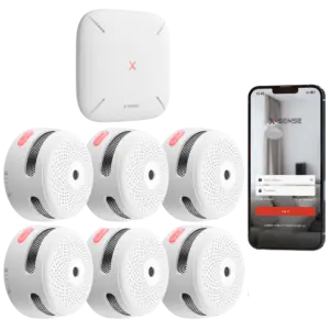 X-SENSE - Kit de detección de incendio autónomo X-Sense - Inlcuye 6 detectores de humo XS01-M y Hub (FS61)