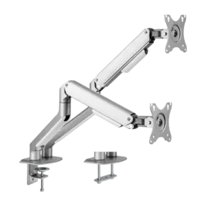 BRATECK LUMI - Brazo para dos monitores - Instalación en mesa - Peso soportado 9 Kg/Brazo (LDT63-C024-SILVER)