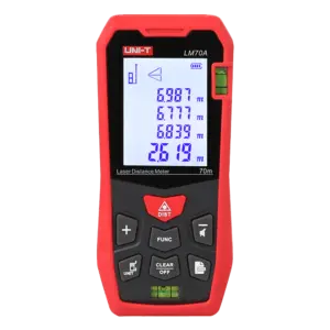 UNI-T - Medidor láser de distancia - Rango de hasta 70 m con precisión milimétrica - Medición de (LM70A)
