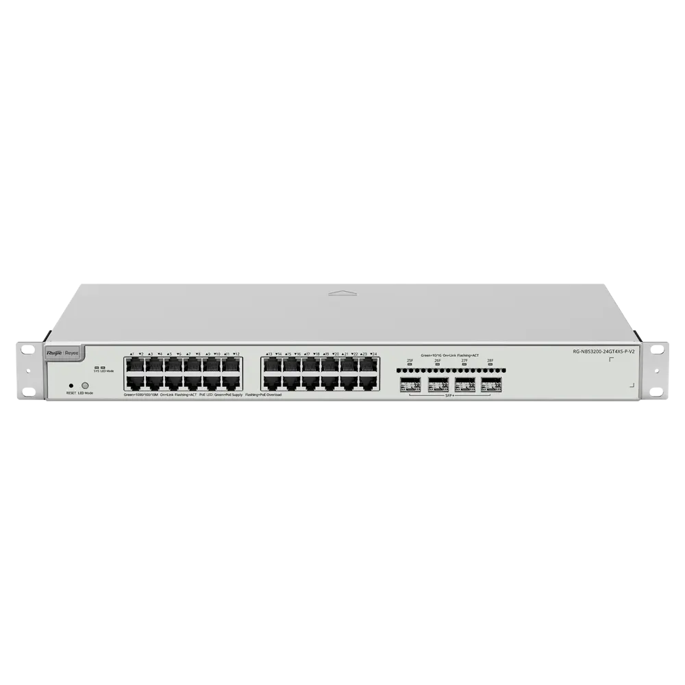 REYEE - Ruijie Reyee Cloud Managed L2+ Switch V2 - 28 Puertos Totales (24 PoE+ / 4 Uplinks 10G (RG-NBS3200-24GT4XS-P-V2)
