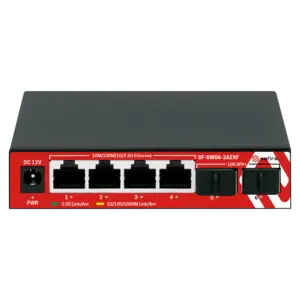 SAFIRE - Switch Multigagibit 2,5Gbps - 4 puertos + 2 Uplink SFP 10G  - Velocidad de puertos (SF-SW06-2AZXF)