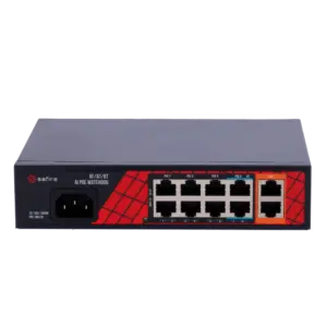 SAFIRE - Safire Switch Hi-PoE - 8 puertos PoE + 2 Uplink RJ45 - Hibrido 8x10/100Mbps + (SF-SW1008HIPOE-H-120)