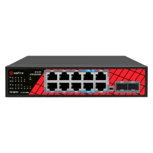 SAFIRE - Safire Switch Hi-PoE - 8 puertos PoE + 2 SFP + 2 RJ45 - Velocidad de puertos Gigabit (SF-SW1208HIPOE-GMF-120)