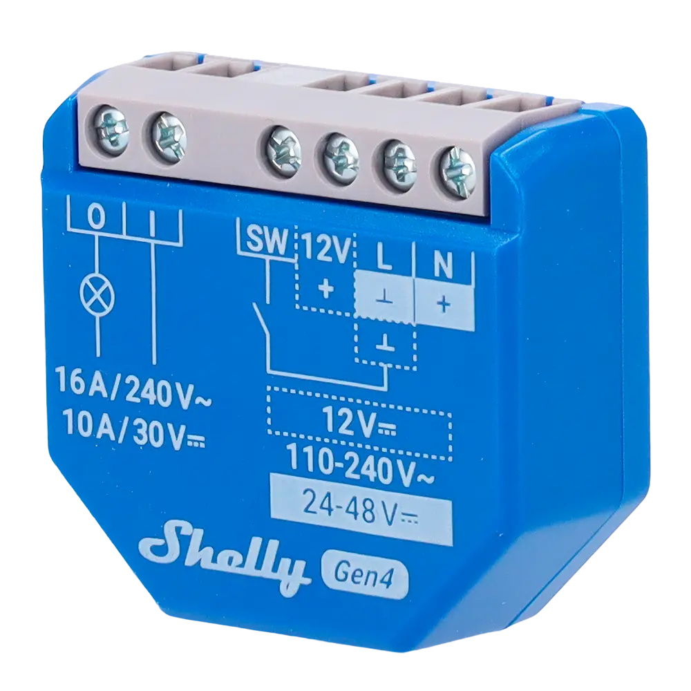 SHELLY - Relé Shelly 1 Gen4 - Controlador Inteligente - Relé de 1 canal / Contacto Seco - WiFi 6 (SH-1-GEN4)