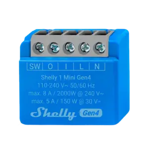 SHELLY - Relé Shelly 1 Mini Gen4 - Controlador Inteligente - Relé de 1 canal / Contacto Seco - WiFi (SH-1-MINI-GEN4)
