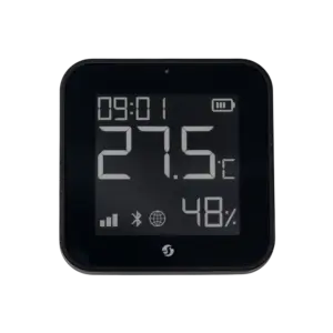 SHELLY - Shelly BLU H&T Display ZB Negro - Sensor de humedad y temperatura  - Pantalla de tinta (SH-BLU-HT-DISPLAY-ZB-