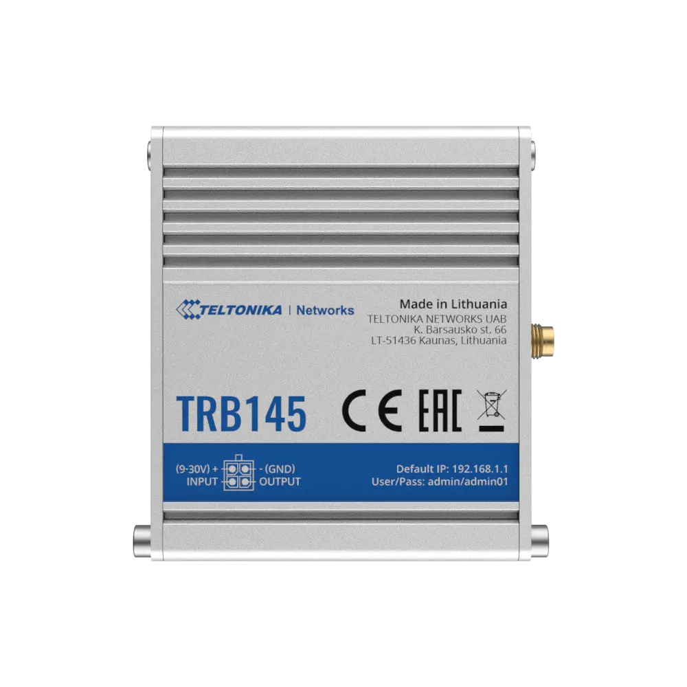 TELTONIKA - Teltonika Gateway Industrial 4G LTE - Conectividad fiable con 4G LTE Cat 1 - Interfaz (TK-TRB145)