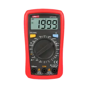 UNI-T - Multímetro digital de mano LCD - Medición de voltaje en DC y AC hasta 250V - Medición de (UT131C)