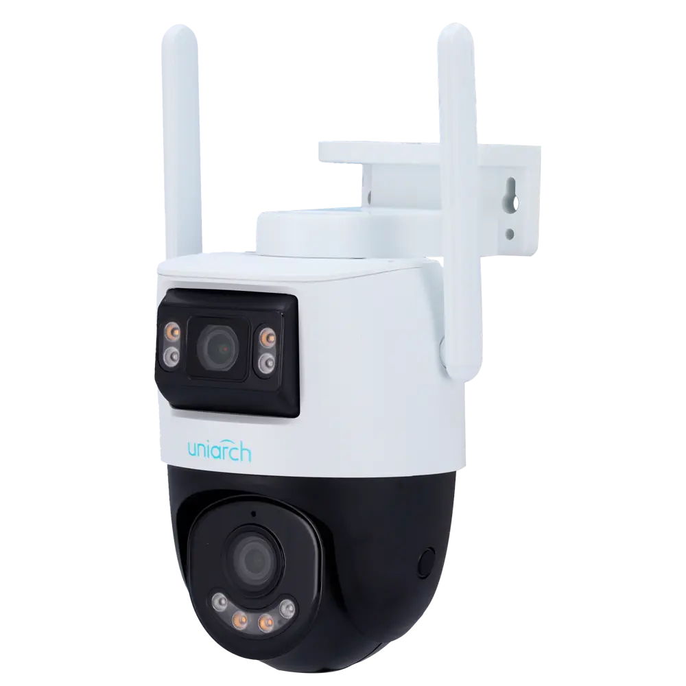 UNIARCH - Cámara IP WiFi Uniarch | 5MP - Doble lente 2.8 mm panorámica y 4 mm PTZ - IR 30m | Luz (UV-UHO-P2S-M55F34)