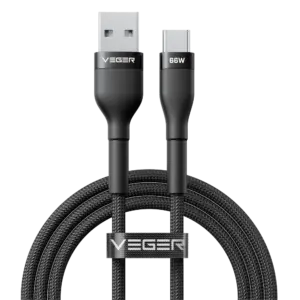 VEGER - Veger - Cable USB 2.0 para portátiles - USB-A a USB-C - Cubierta de metal, Nylon trenzado  (VG-AC04)