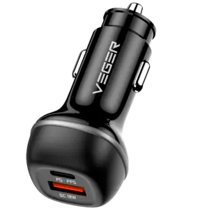 VEGER - VEGER - Mechero coche - Potencia 51W - Carga rápida PD30W, QC18W - Salidas USB-C, USB-A - (VG-CC62-1A1C)