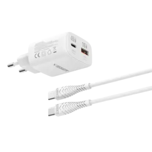 VEGER - VEGER - Cargador de pared - Carga rápida 45W |  Con tecnología GaN - Salidas USB-C, USB-A - (VG-TR101-45W1A1C)