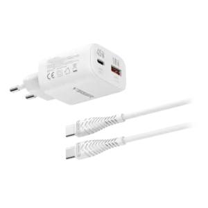 VEGER - VEGER - Cargador de pared con cable incluido - Potencia 45W |  Con tecnología GaN - Carga (VG-TR101-kit-45W1A1C)